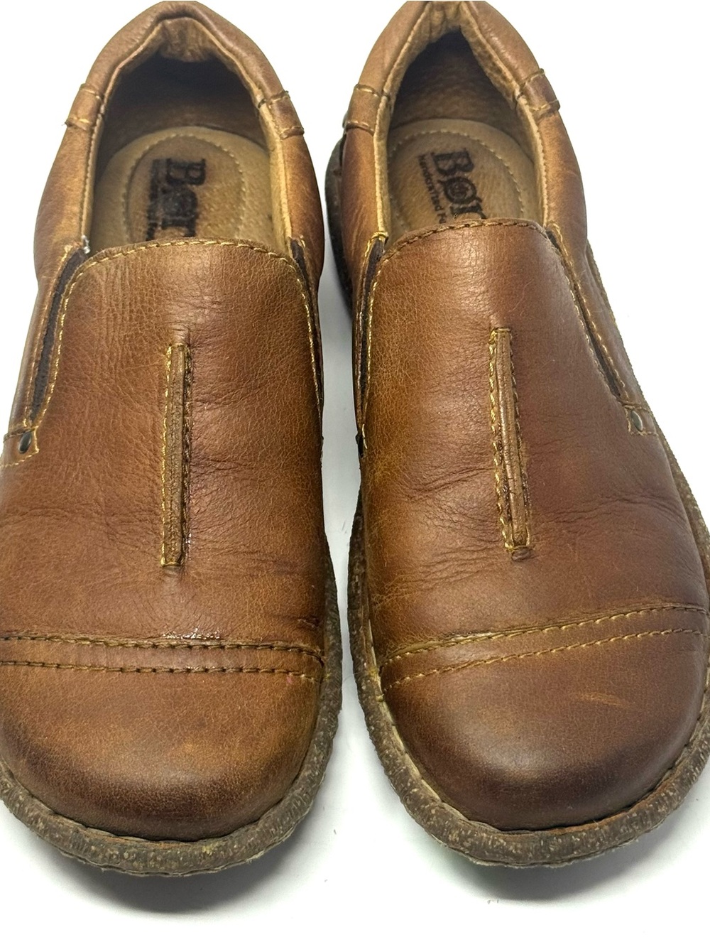 Born Nampa Brown Leather Slip On Loafers  Shoes Women’s Sz 7